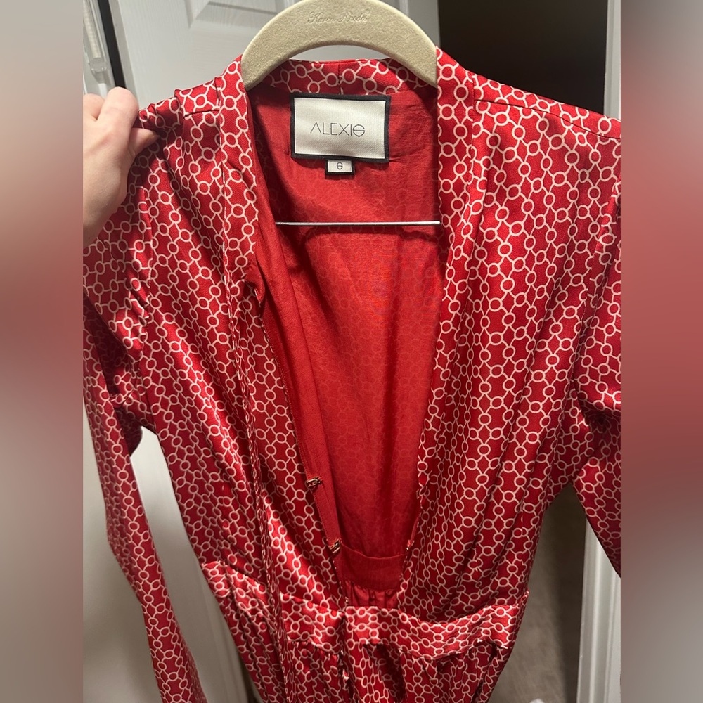 Alexis Red and White Geometric Women's Blazer
